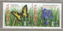 LITHUANIA 2009 Butterfly Flower MNH(**) Mi 1021-1022 #Lt913 - Lituanie