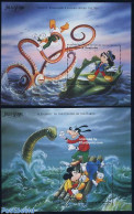 Antigua & Barbuda 1996 Jules Verne, Disney 2 S/s, Mint NH, Nature - Prehistoric Animals - Art - Authors - Disney - Jul.. - Vor- U. Frühgeschichte