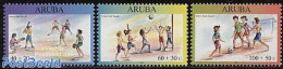 Aruba 2003 Child Welfare 3v, Mint NH, Sport - Various - Baseball - Football - Volleyball - Toys & Children's Games - Baseball