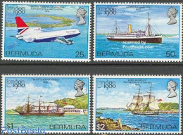 Bermuda 1980 London 1980 4v, Mint NH, Transport - Aircraft & Aviation - Ships And Boats - Flugzeuge