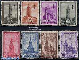 Belgium 1939 Anti Tuberculosis 8v, Unused (hinged), Health - Religion - Anti Tuberculosis - Churches, Temples, Mosques.. - Ungebraucht
