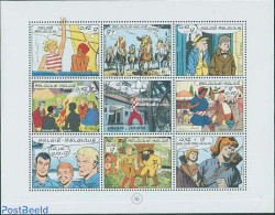 Belgium 1999 Comics 9v M/s, Mint NH, Nature - Transport - Horses - Space Exploration - Art - Comics (except Disney) - .. - Unused Stamps