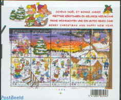 Belgium 2002 Christmas 10v M/s, Mint NH, Religion - Transport - Christmas - Automobiles - Art - Comics (except Disney) - Unused Stamps