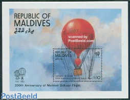 Maldives 1983 200 Years Aviation S/s, Mint NH, Transport - Malediven (1965-...)