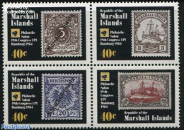 Marshall Islands 1984 World Postal Congress 4v [+], Mint NH, History - Transport - Germans - Stamps On Stamps - Ships .. - Briefmarken Auf Briefmarken