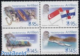 Netherlands Antilles 2004 Singapore 2004 4v [+], Mint NH, History - Transport - Flags - Philately - Ships And Boats - Schiffe