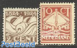 Netherlands 1924 Life Saving At Sea 2v, Unused (hinged), Transport - Various - Ships And Boats - Lighthouses & Safety .. - Ungebraucht