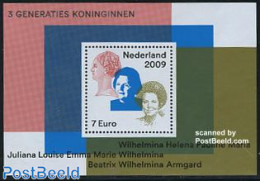 Netherlands 2009 3 Generations Of Queens S/s, Mint NH, History - Kings & Queens (Royalty) - Nuovi