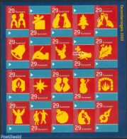 Netherlands 2003 Christmas 20v M/s, Heat Sensitive, Mint NH, Nature - Performance Art - Religion - Cats - Deer - Dogs .. - Unused Stamps