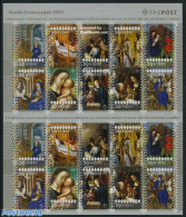 Netherlands 2005 Christmas, Welfare 2x10v M/s, Mint NH, Religion - Christmas - Art - Paintings - Unused Stamps