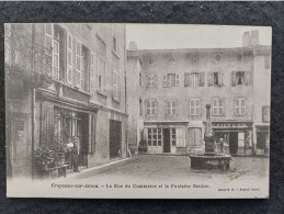 CPA   CRAPONNE  La Rue Du Commerce, Et La Fontaine Bardon - Craponne Sur Arzon