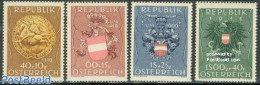 Austria 1949 War Prisoners, Coat Of Arms 4v, Unused (hinged), History - Nature - Coat Of Arms - Horses - Neufs
