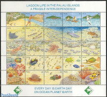 Palau 1990 Lagoon Life 25v M/s, Mint NH, Nature - Transport - Birds - Fish - Fishing - Shells & Crustaceans - Turtles .. - Poissons