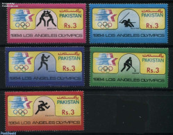 Pakistan 1984 Olympic Games 5v, Mint NH, Sport - Hockey - Kayaks & Rowing - Olympic Games - Hockey (Field)