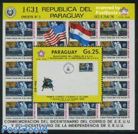 Paraguay 1976 Moon Letter S/s, Mint NH, Transport - Stamps On Stamps - Space Exploration - Postzegels Op Postzegels