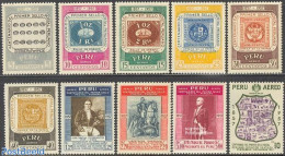 Peru 1957 Stamp Centenary 10v, Mint NH, 100 Years Stamps - Stamps On Stamps - Postzegels Op Postzegels