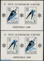 Rwanda 1968 Olympic Winter Games 2 S/s, Mint NH, Sport - Olympic Winter Games - Skating - Skiing - Skiing