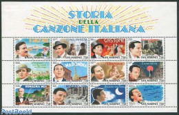 San Marino 1996 Italian Songs 12v M/s, Mint NH, Performance Art - Music - Unused Stamps
