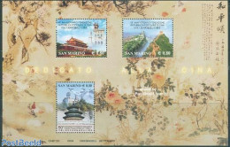 San Marino 2004 China S/s, Mint NH, Nature - Birds - Flowers & Plants - Art - Architecture - Nuevos