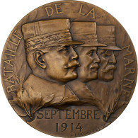 France, Médaille, Bataille De La Marne, Septembre 1914, 1914, Bronze - Otros & Sin Clasificación