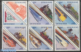 Suriname, Republic 1985 Railways, Locomotives 6x2v, Mint NH, History - Transport - Netherlands & Dutch - Stamps On Sta.. - Geography