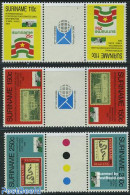 Suriname, Republic 1989 Washington 3v Gutter Pairs, Mint NH, History - United Nations - Stamps On Stamps - Briefmarken Auf Briefmarken