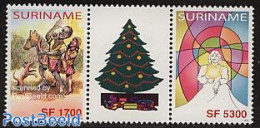 Suriname, Republic 2003 Christmas 2v+tab [:T:], Mint NH, Nature - Religion - Dogs - Christmas - Natale