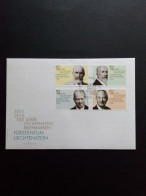 LIECHTENSTEIN MI-NR. 1618-1621 A FDC 100 JAHRE LIECHTENSTEINISCHE BRIEFMARKEN 2012 - FDC