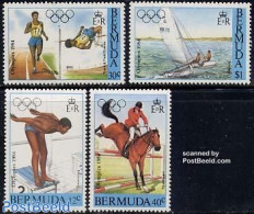 Bermuda 1984 Olympic Games 4v, Mint NH, Nature - Sport - Horses - Athletics - Olympic Games - Sailing - Swimming - Athletics