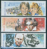 Belgium 1990 Culture 3v, Mint NH, Nature - Performance Art - Horses - Music - Ungebraucht