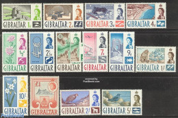 Gibraltar 1960 Definitives 14v, Unused (hinged), Nature - Birds - Flowers & Plants - Gibilterra