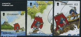 Guernsey 2010 Europa, Childrens Books 3v, Mint NH, History - Transport - Europa (cept) - Ships And Boats - Art - Child.. - Bateaux