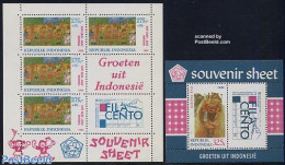 Indonesia 1984 Filacento 2 S/s, Mint NH, Sport - Scouting - Philately - Art - Children Drawings - Indonesien