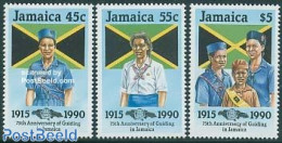 Jamaica 1990 Girl Guides 3v, Mint NH, Sport - Scouting - Jamaique (1962-...)