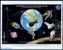 Micronesia 1989 Moonlanding 9v M/s, Mint NH, Transport - Various - Space Exploration - Maps - Geographie