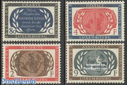 Luxemburg 1955 10 Years United Nations 4v, Unused (hinged), History - Science - Various - United Nations - Weights & M.. - Unused Stamps