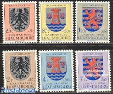 Luxemburg 1956 Caritas, Coat Of Arms 6v, Unused (hinged), History - Coat Of Arms - Ungebraucht