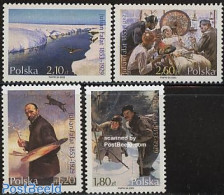 Poland 2003 Julian Falat 4v, Mint NH, Nature - Transport - Birds - Dogs - Ships And Boats - Art - Paintings - Self Por.. - Unused Stamps