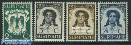 Suriname, Colony 1938 Slavery Abolishment 4v, Mint NH, History - Nature - Anti Racism - Women - Birds - Unclassified