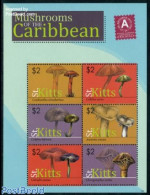 Saint Kitts/Nevis 2010 Mushrooms Of The Caribbean 6v M/s, Mint NH, Nature - Mushrooms - Champignons