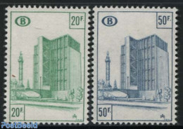 Belgium 1975 Railway Stamps 2v, Normal Paper, Mint NH, Transport - Railways - Art - Modern Architecture - Unused Stamps