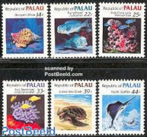 Palau 1985 Definitives 6v, Mint NH, Nature - Transport - Fish - Shells & Crustaceans - Turtles - Ships And Boats - Fische