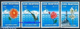 San Marino 2001 Euroflora 4v, Mint NH, Nature - Transport - Various - Flowers & Plants - Ships And Boats - Lighthouses.. - Unused Stamps