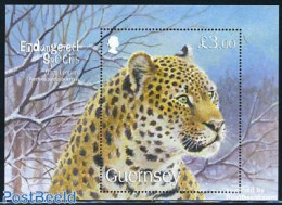 Guernsey 2009 Endangered Species, Leopard S/s, Mint NH, Nature - Animals (others & Mixed) - Cat Family - Guernsey