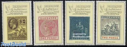Barbados 1990 Stamp World 4v, Mint NH, Stamps On Stamps - Postzegels Op Postzegels