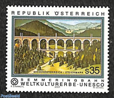 Austria 2001 Semmeringbahn 1v, Mint NH, History - Transport - Unesco - World Heritage - Railways - Art - Bridges And T.. - Ungebraucht