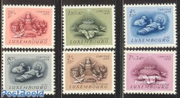 Luxemburg 1955 Caritas 6v, Unused (hinged), Nature - Religion - Transport - Various - Cattle - Christmas - Saint Nicho.. - Unused Stamps