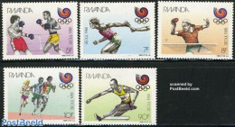 Rwanda 1988 Olympic Games Seoul 5v, Mint NH, Sport - Athletics - Boxing - Olympic Games - Table Tennis - Athletics