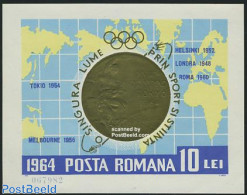 Romania 1964 Olympic Winners S/s, Mint NH, Sport - Various - Olympic Games - Maps - Unused Stamps