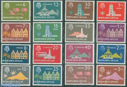 Netherlands Antilles 1958 Definitives 16v, Mint NH, Nature - Various - Birds - Lighthouses & Safety At Sea - Phares